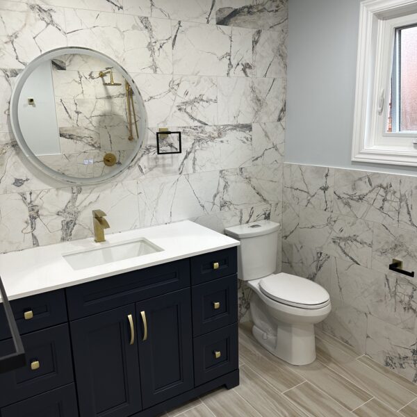 Modern Navy & Marble 3-Piece Bathroom