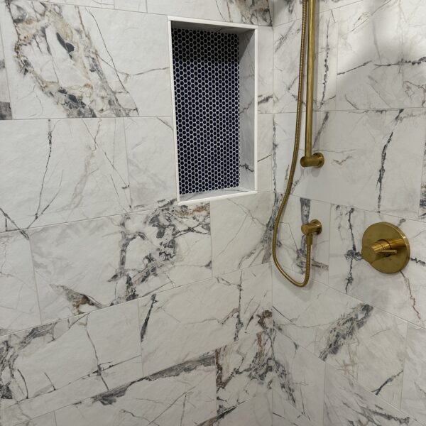 Modern Navy & Marble 3-Piece Bathroom