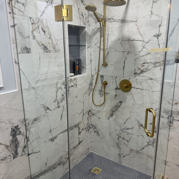 Modern Navy & Marble 3-Piece Bathroom